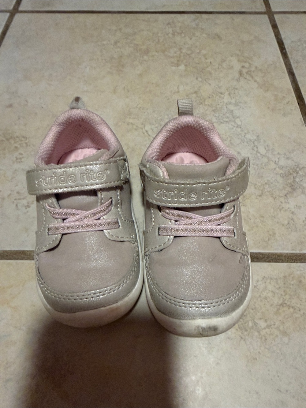 Stride Rite Toddler Light Pink & Cream Velcro Sneakers